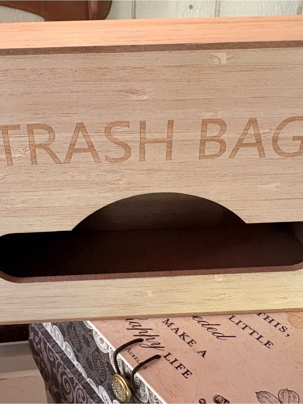 Wooden Trash Bag Dispenser - Natural